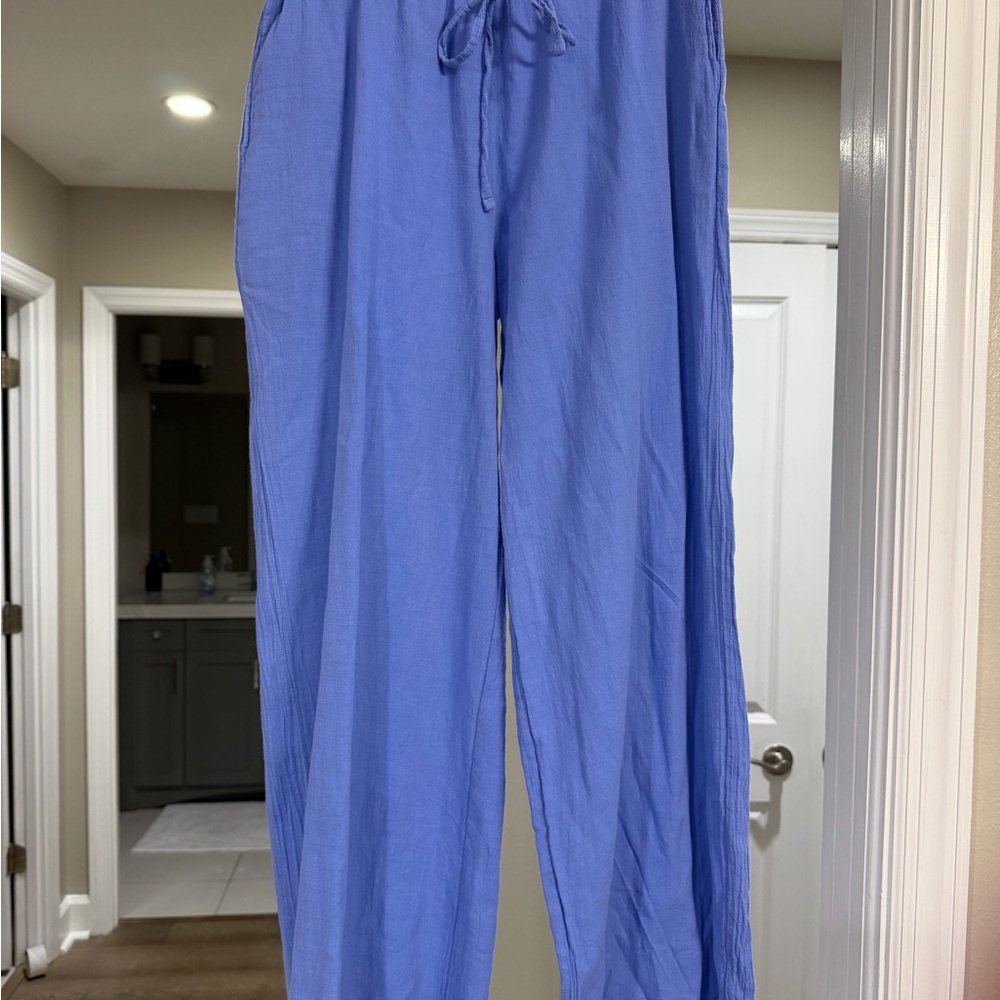 Blanco by Nature blue drawstring pants. Lightweight, good for summer months. EUC